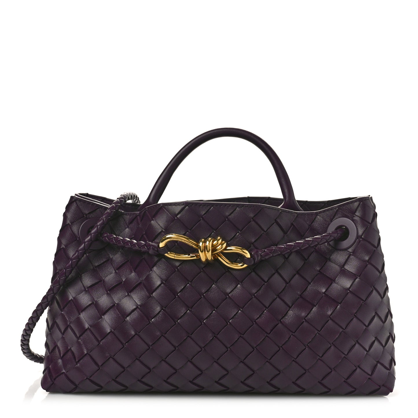 Nappa Intrecciato Small East West Andiamo Shoulder Bag Dark Mystic