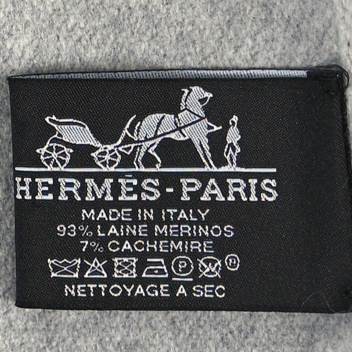 Hermes Wool Cashmere Etages Du Faubourg Blanket Cyan 4 of 4