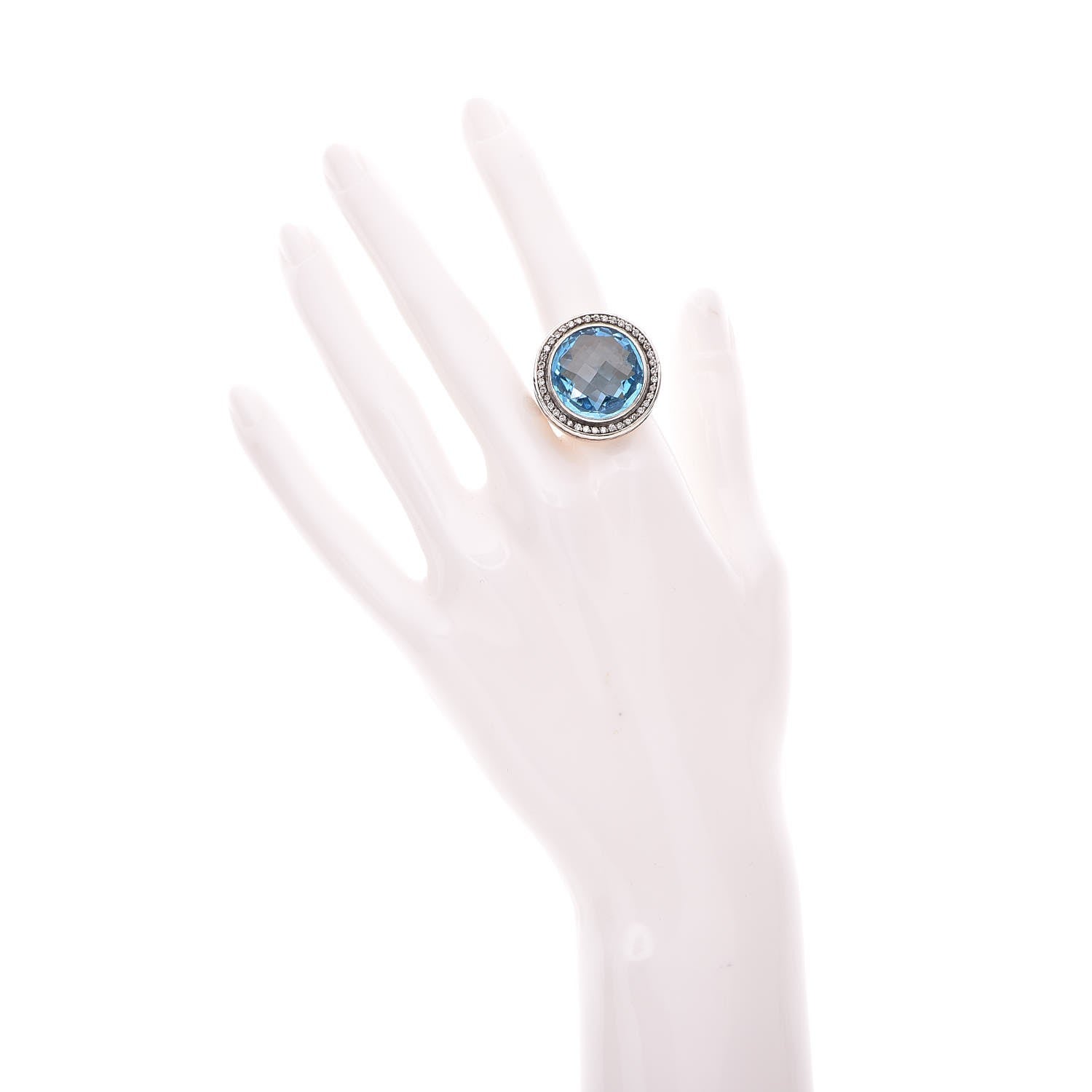 David Yurman Sterling Silver Diamond Blue Topaz Cerise Ring 57 8 2 of 6