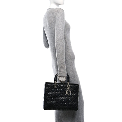 Christian Dior Lambskin Cannage Large Lady Dior Black 3 of 10
