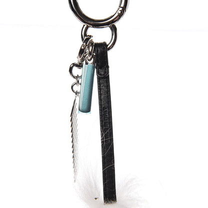 Fendi Fox Goat Mink Fur Nappa Crystal Studded Mini Karlito Tuxedo Bag Charm White Multicolor 5 of 5