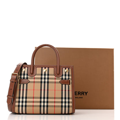 Burberry Calfskin Vintage Check Mini Two Handle Title Bag Archive Beige 10 of 10