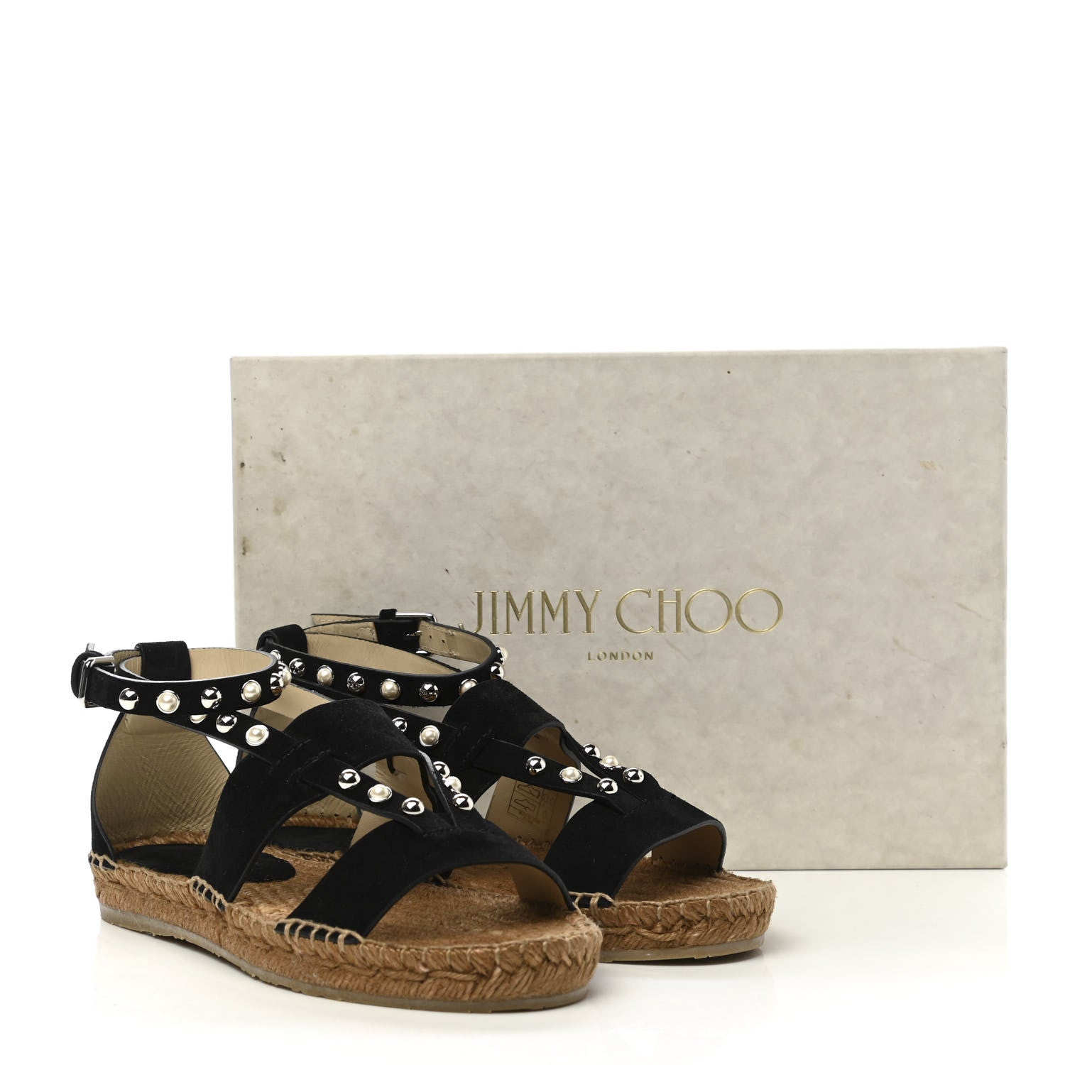 Jimmy Choo Suede Embellished Denise Espadrilles 36 Black 6 of 8