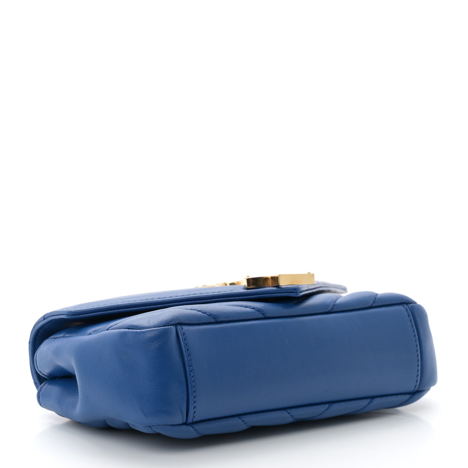 Saint Laurent Sheepskin Matelasse Chevron Monogram Classic Baby Chain Bag Blue Majorelle 4 of 11