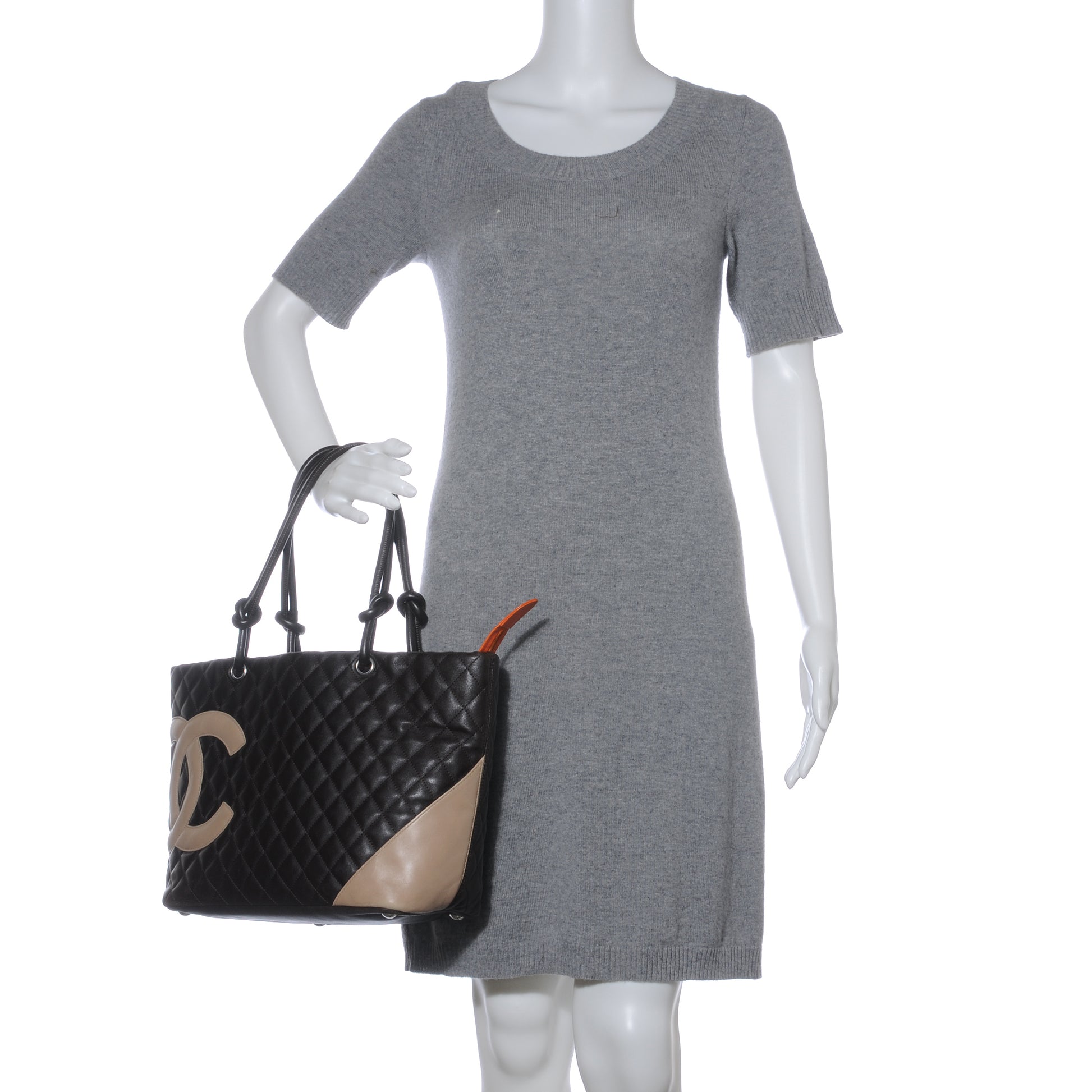 Chanel Calfskin Quilted Large Cambon Tote Brown Beige 2 of 7