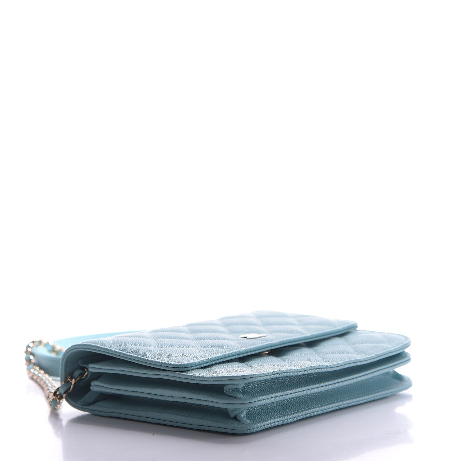 Chanel Caviar Quilted Square Wallet On Chain WOC Light Blue 4 of 9