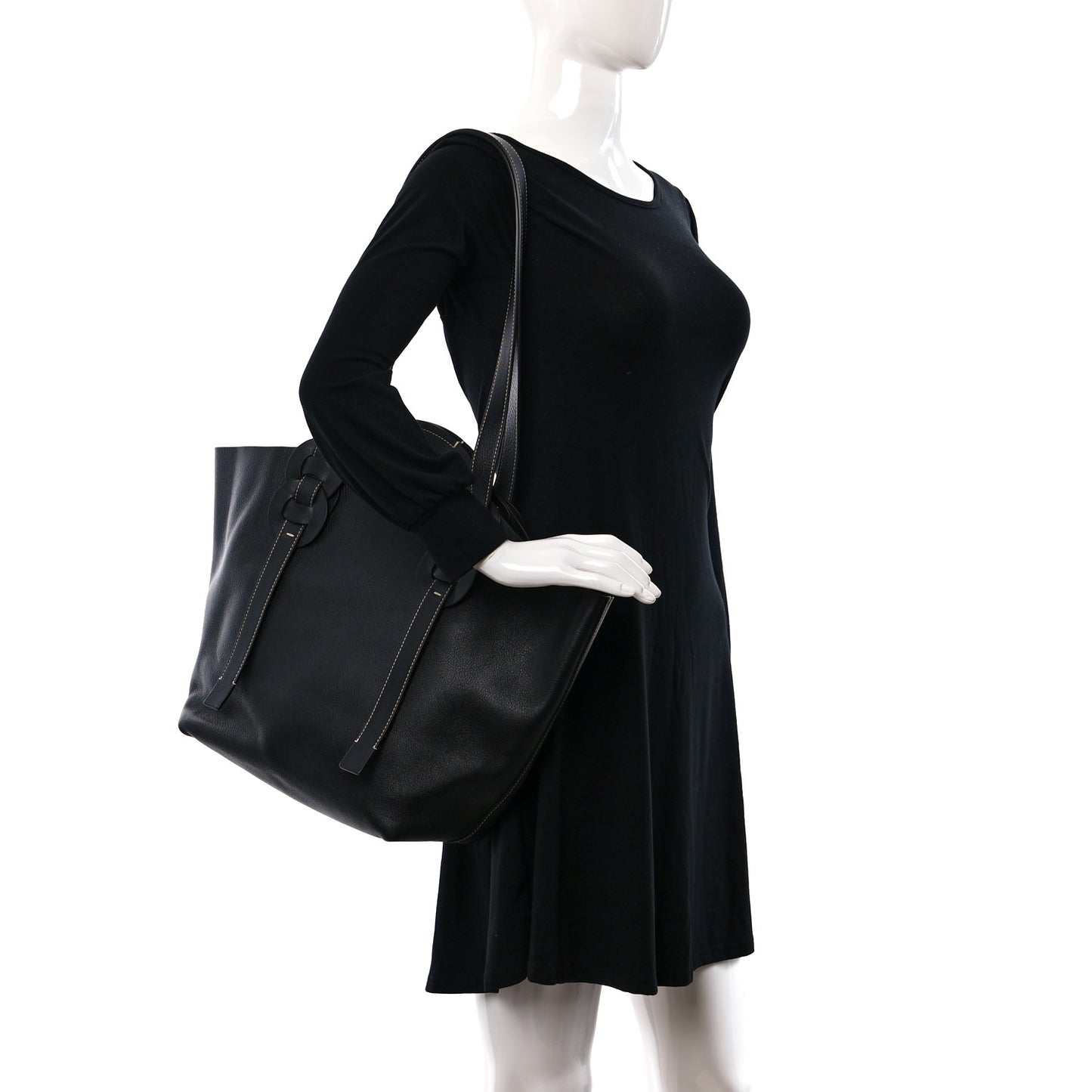 Small Grain Smooth Calfskin Medium Darryl Tote Black