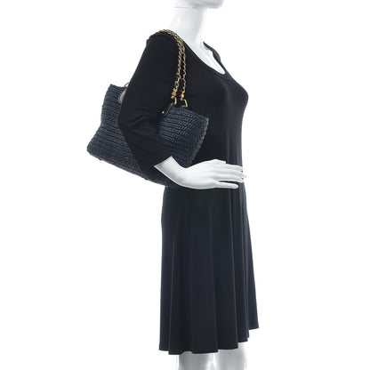 Chanel Straw Raffia Tote Black 2 of 9