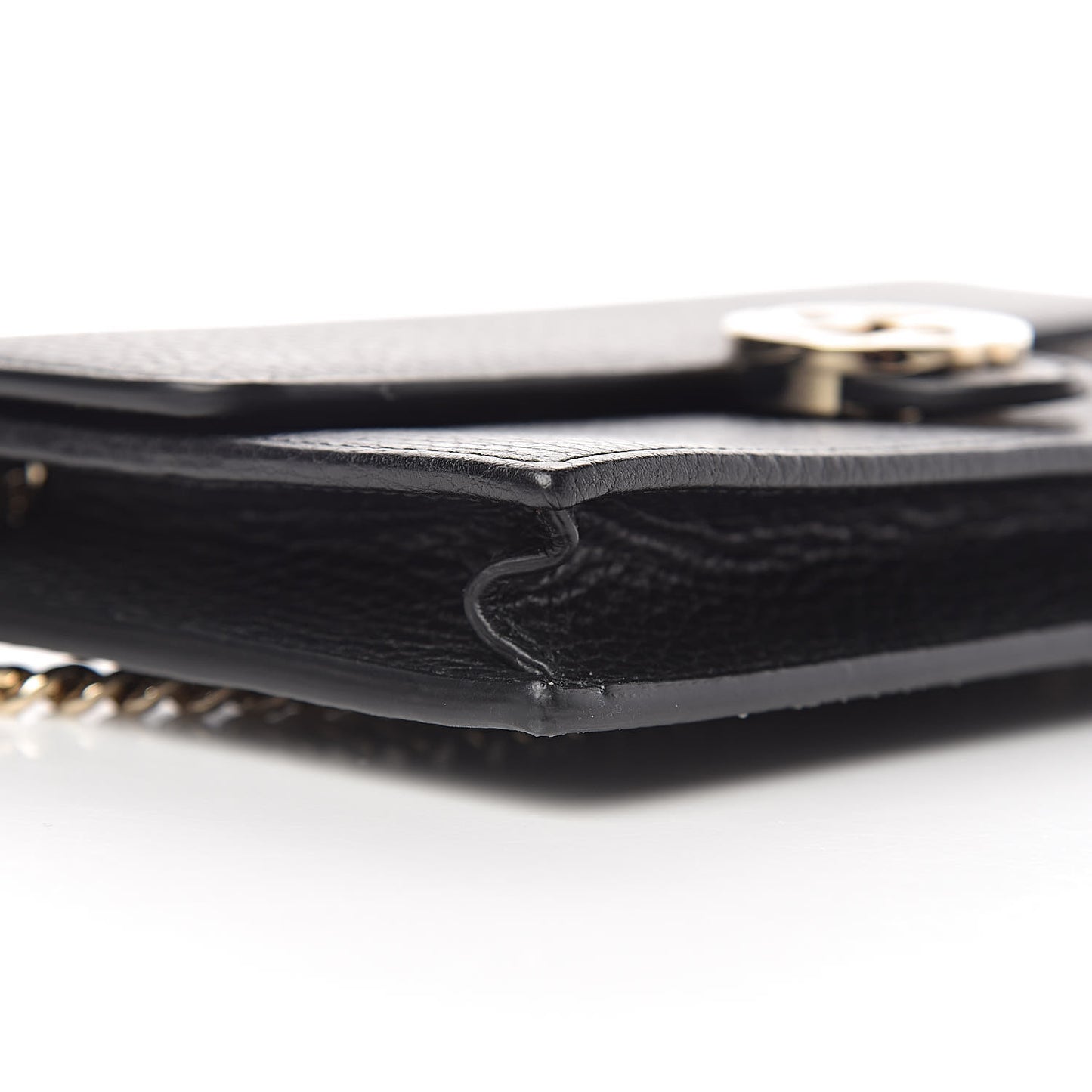 Dollar Calfskin Interlocking G Chain Wallet Black