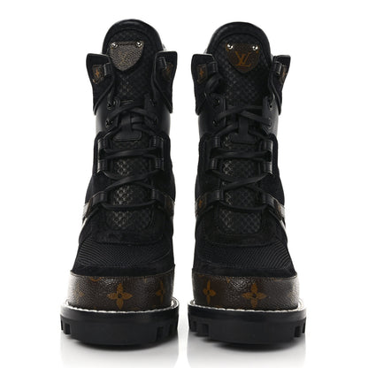 Louis Vuitton Suede Calfskin Monogram Star Trail Ankle Boots 39 Black 2 of 7