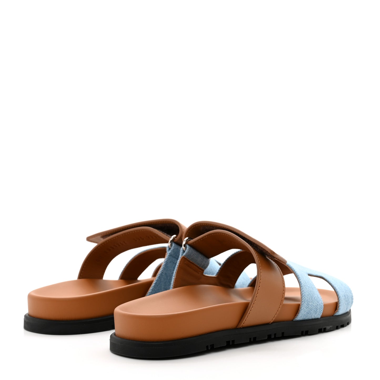 Denim Calfskin Womens Chypre Sandals 37.5 Bleu Clair Naturel