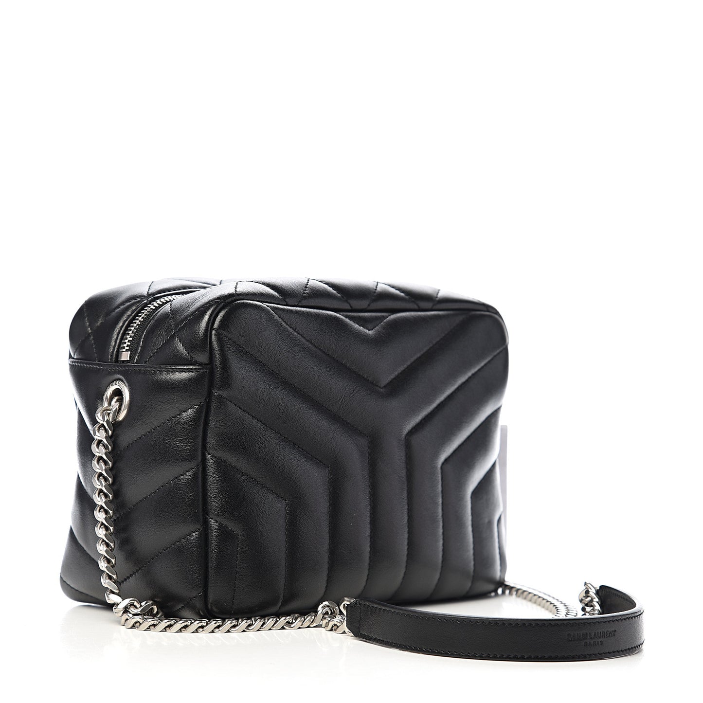 Calfskin Y Quilted Monogram Small Loulou Bowling Bag Black