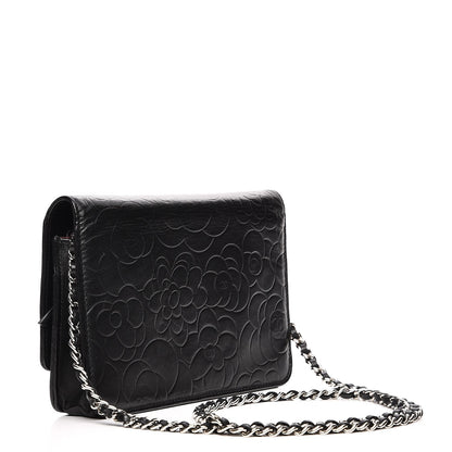 Chanel Lambskin Camellia Wallet on Chain WOC Black 3 of 7