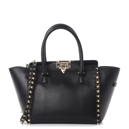 Valentino Garavani Vitello Small Rockstud Double Handle Tote Black 1 of 8