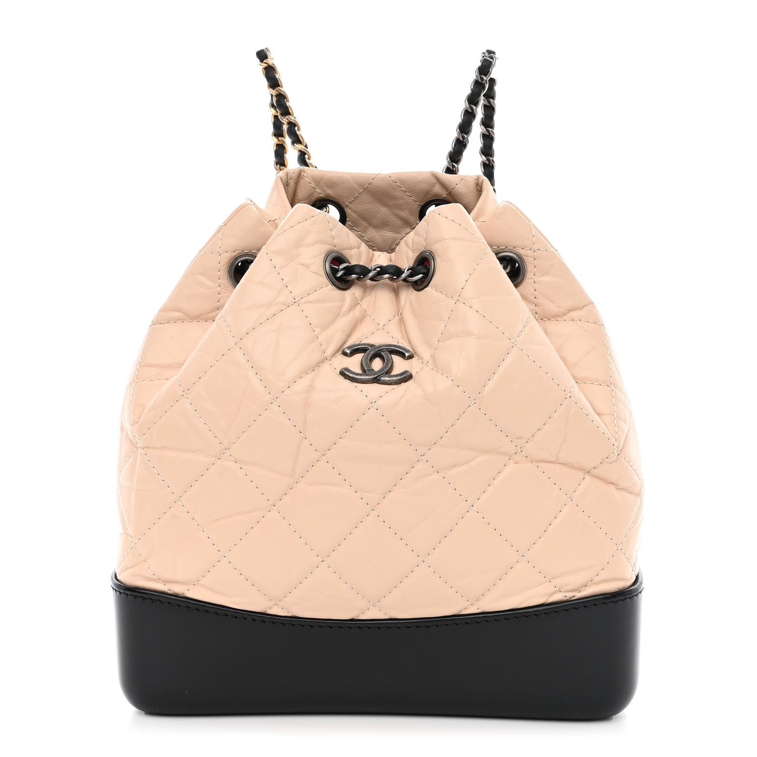 Chanel Aged Calfskin Quilted Small Gabrielle Backpack Beige Black 1 of 10