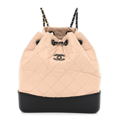 Chanel Aged Calfskin Quilted Small Gabrielle Backpack Beige Black 1 of 10