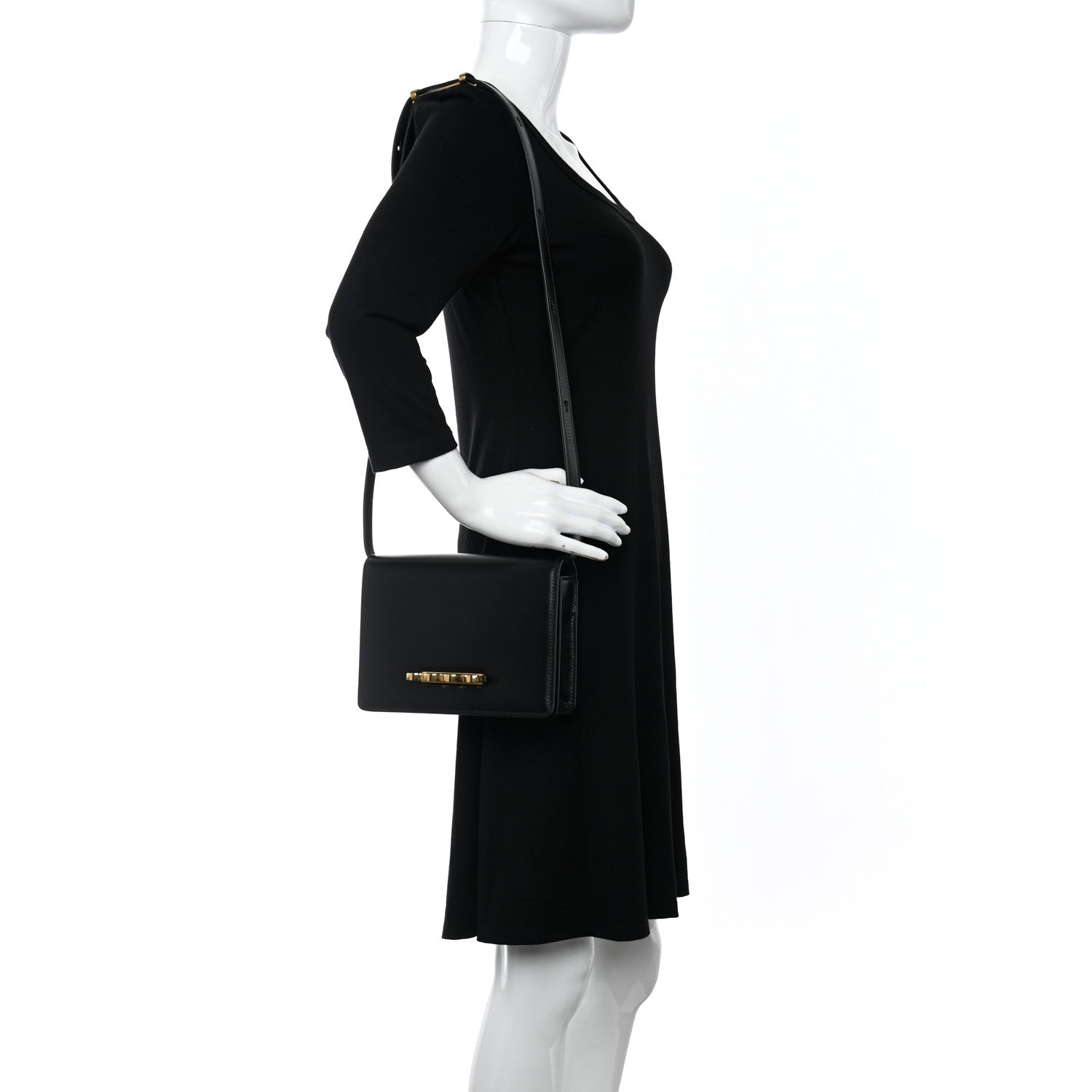 Alexander McQueen Smooth Calfskin Four Ring Knuckle Crossbody Bag Black 2 of 10