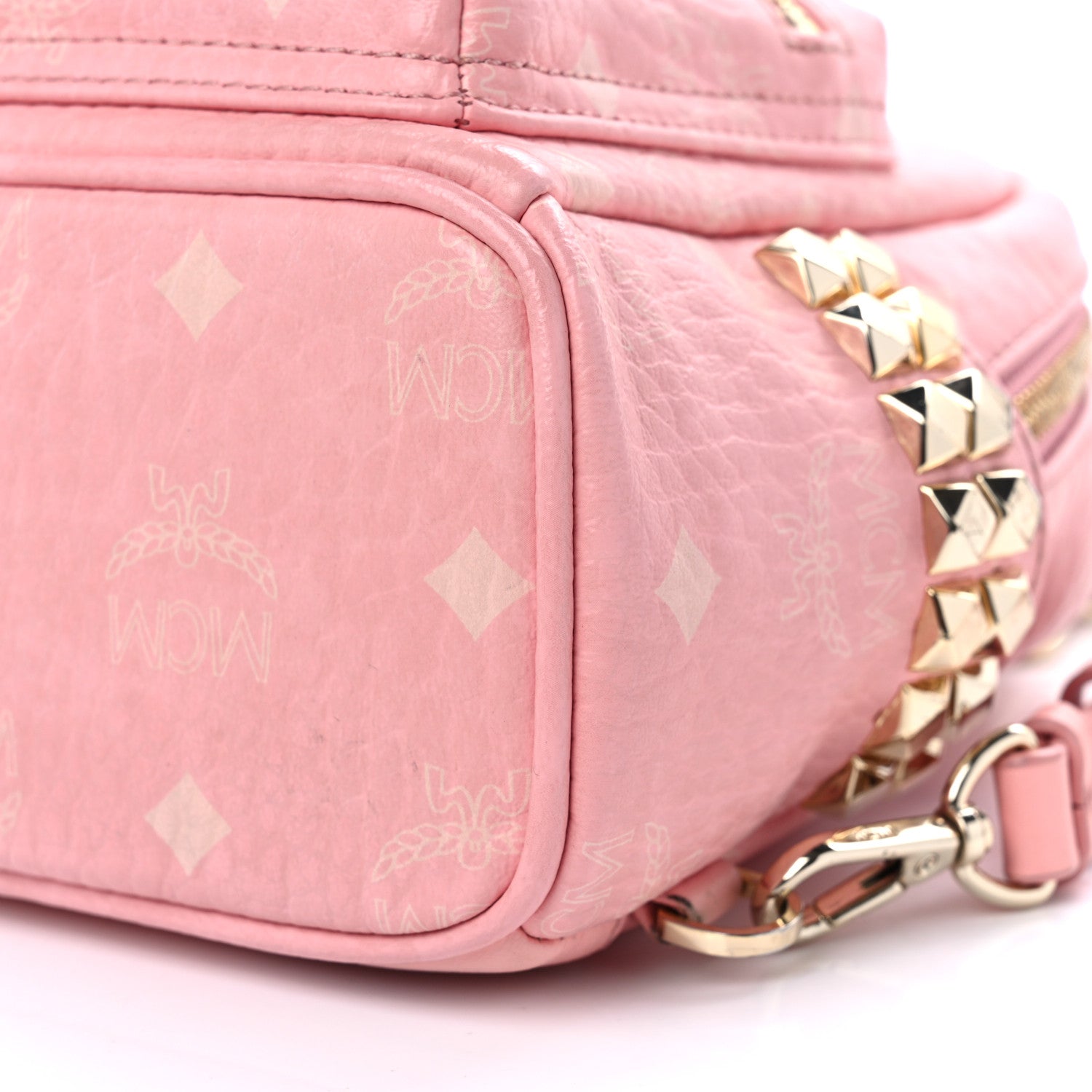 MCM Visetos Side Stud X-Mini Stark Bebe Boo Backpack Soft Pink 10 of 18