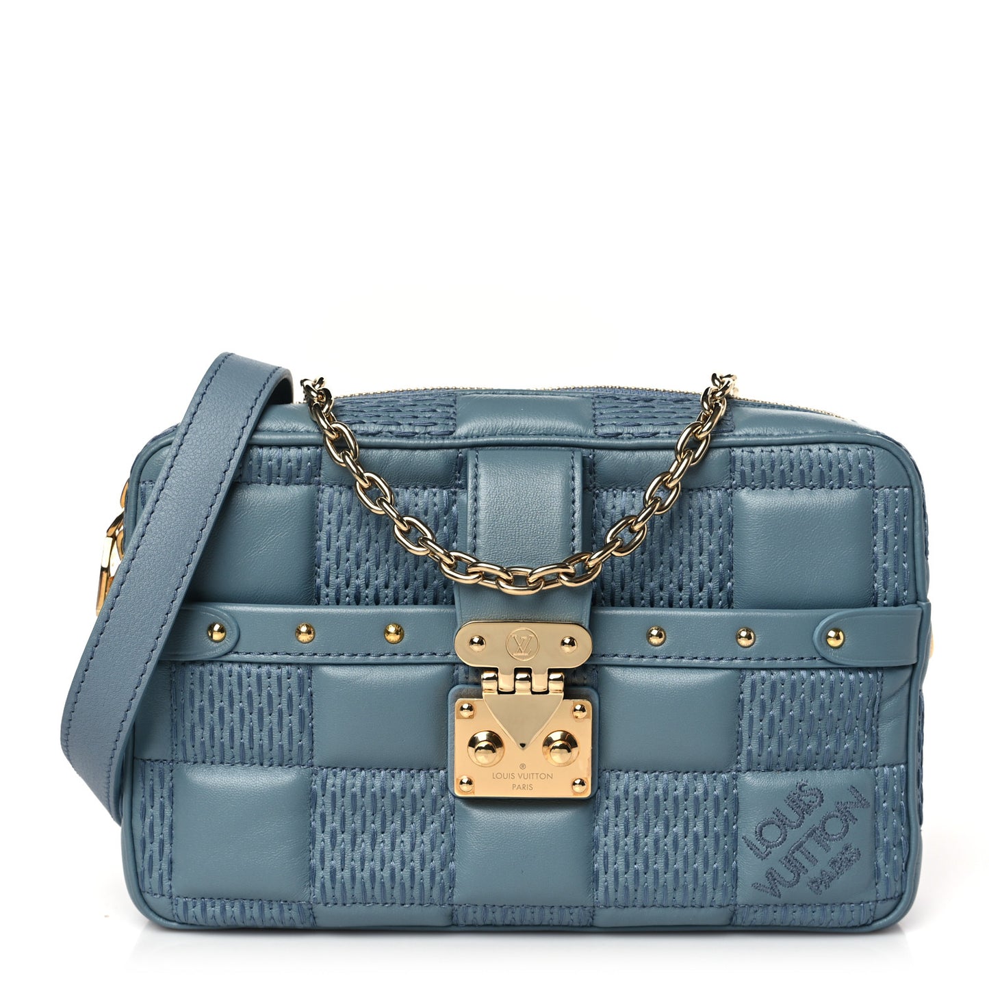 Lambskin Damier Quilt Troca PM Glacier