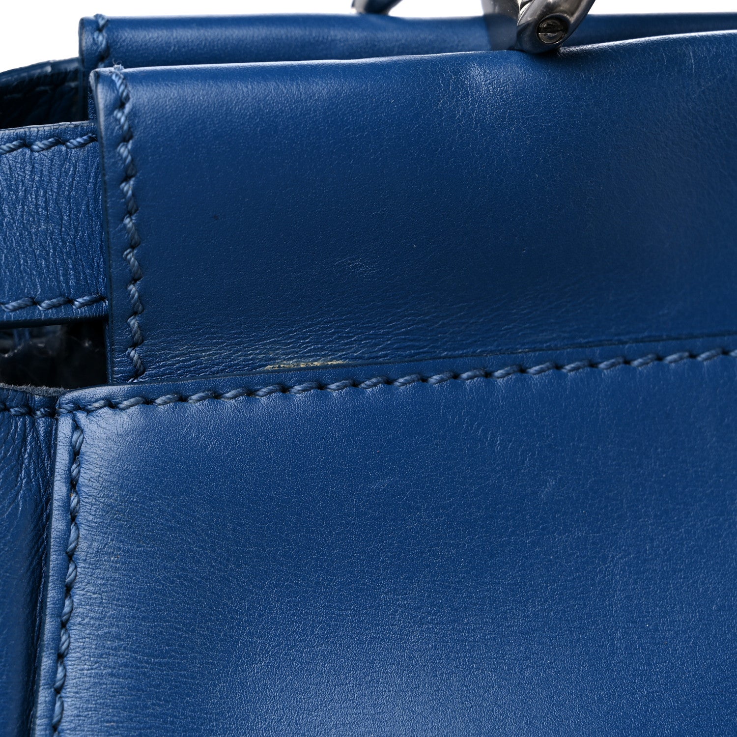 Fendi Vitello Suede Large Peekaboo Iconic Satchel Blue Marine 15 of 17