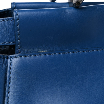 Fendi Vitello Suede Large Peekaboo Iconic Satchel Blue Marine 15 of 17