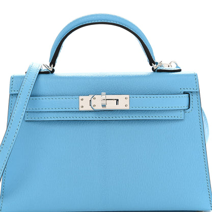 Hermes Chevre Mysore Mini Kelly Sellier 20 Celeste 7 of 13