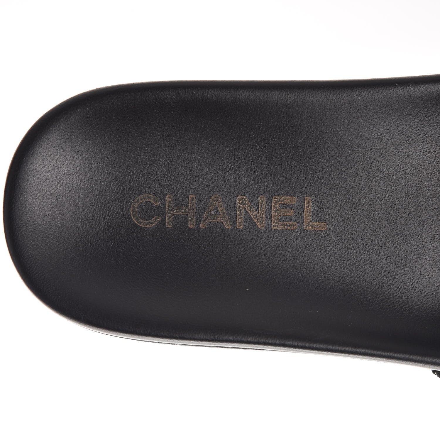 Chanel Calfskin Chain Camellia Flat Sandals 38 Black 8 of 10