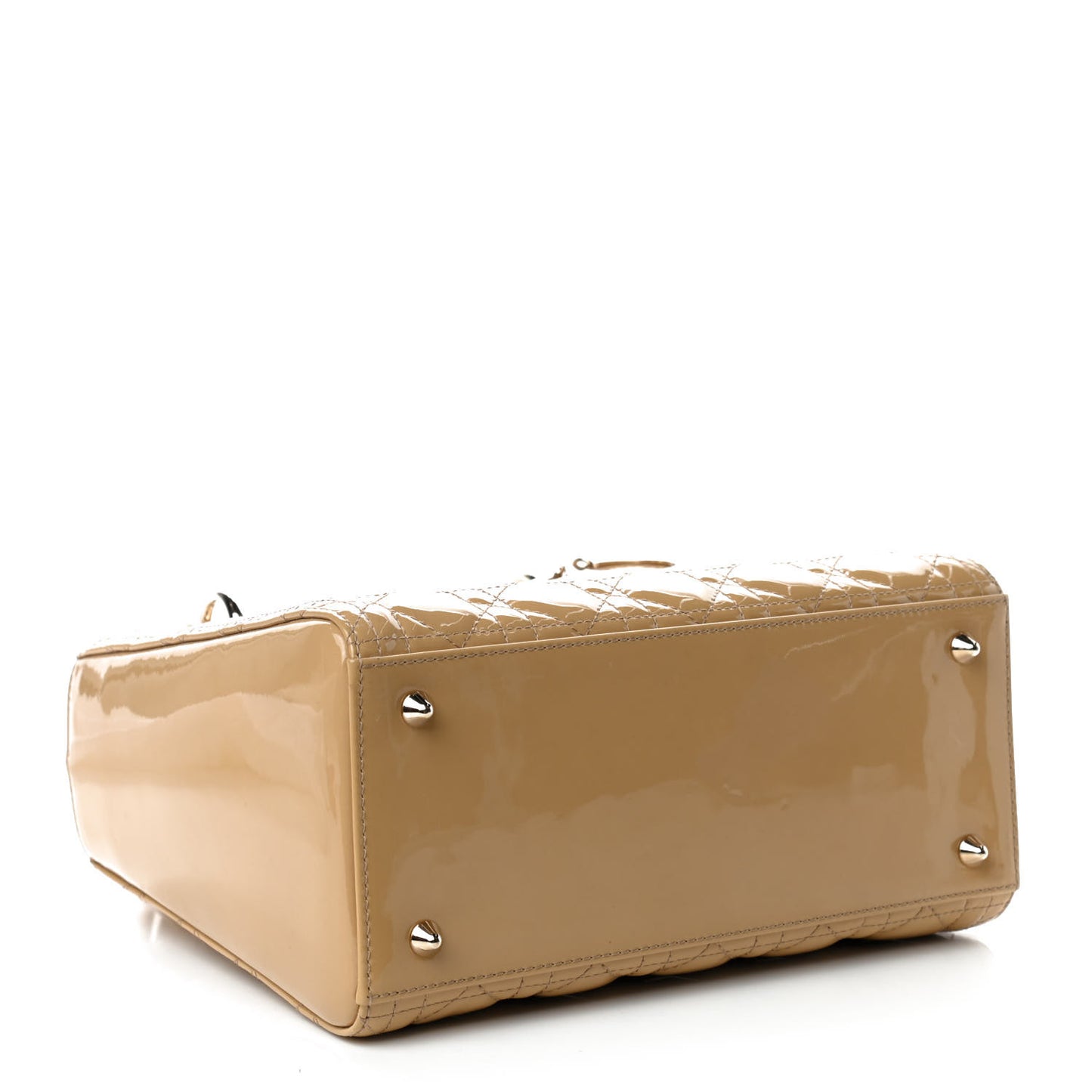 Patent Cannage Medium Lady Dior Dark Beige