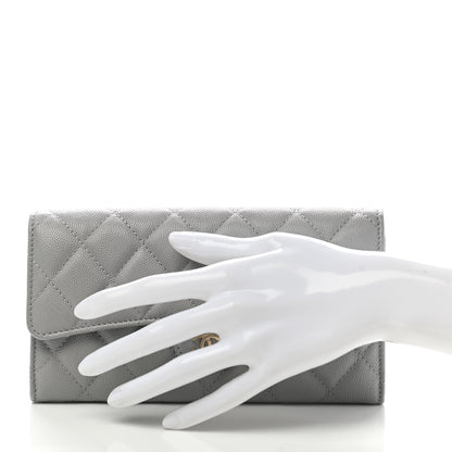 Chanel Caviar Quilted Large Flap Wallet Grey 2 of 8