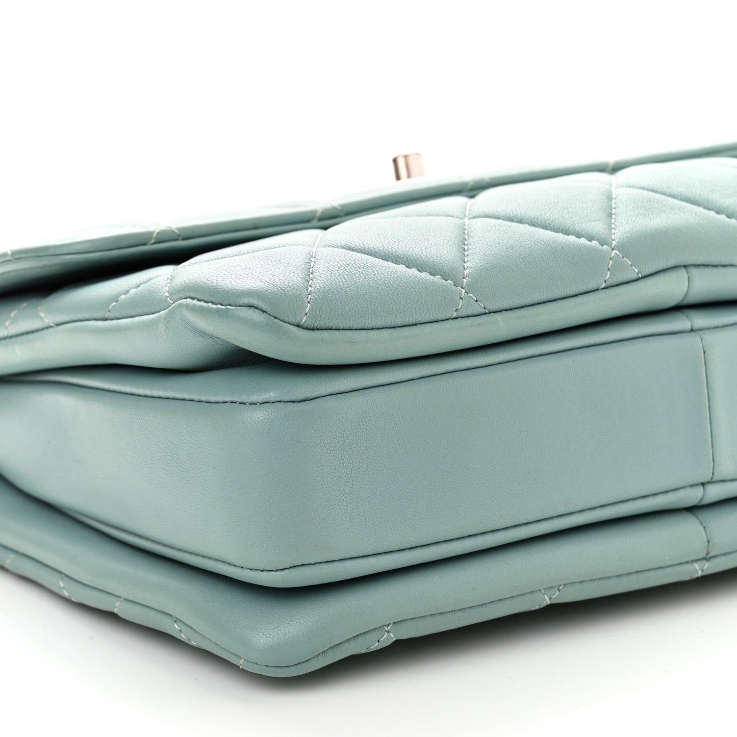 Lambskin Quilted Small Trendy CC Flap Dual Handle Bag Light Green