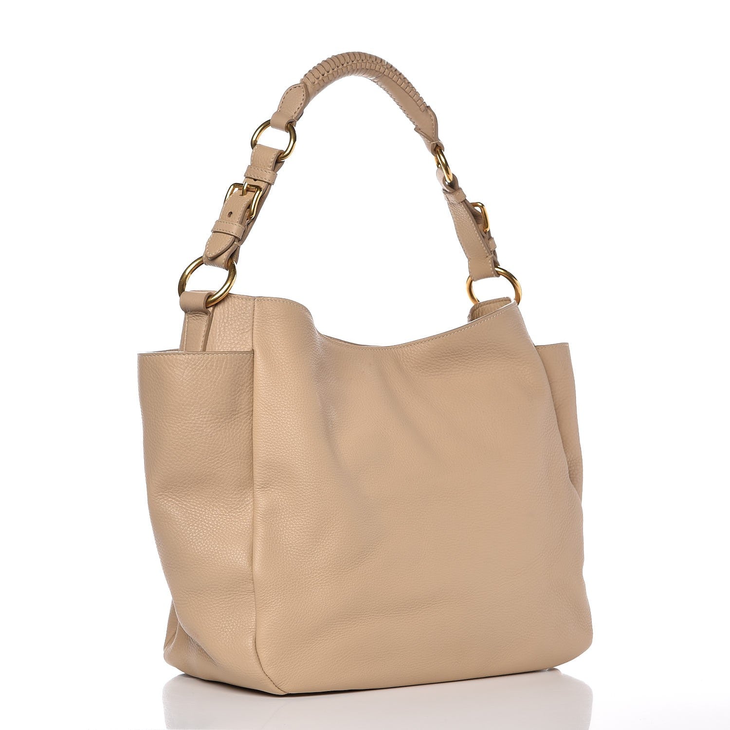 Prada Vitello Daino Side Pocket Hobo Sabbia 3 of 13