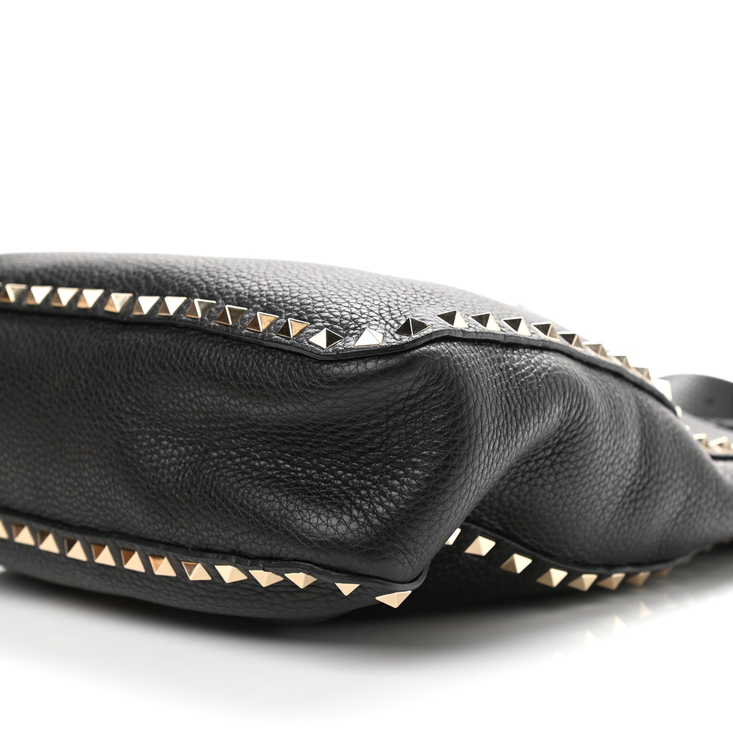 Pebbled Calfskin Large Rockstud Flip-Lock Messenger Bag Black