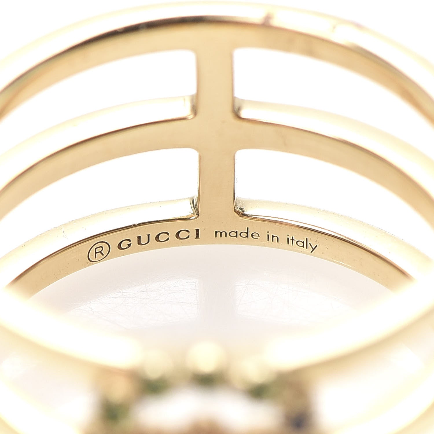 Gucci 18K Yellow Gold Sapphire Topaz Tsavorite Running GG Ring 50 5.25 5 of 6