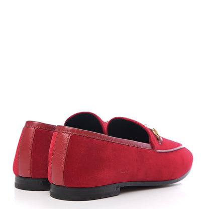 Gucci Velvet Horsebit Womens Jordaan Loafers 36 Hibiscus Red 4 of 9