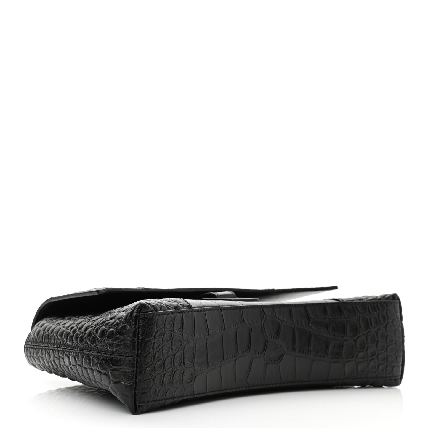Extra Supple Calfskin Crocodile Embossed Monochrome XS Downtown Shoulder Bag Black