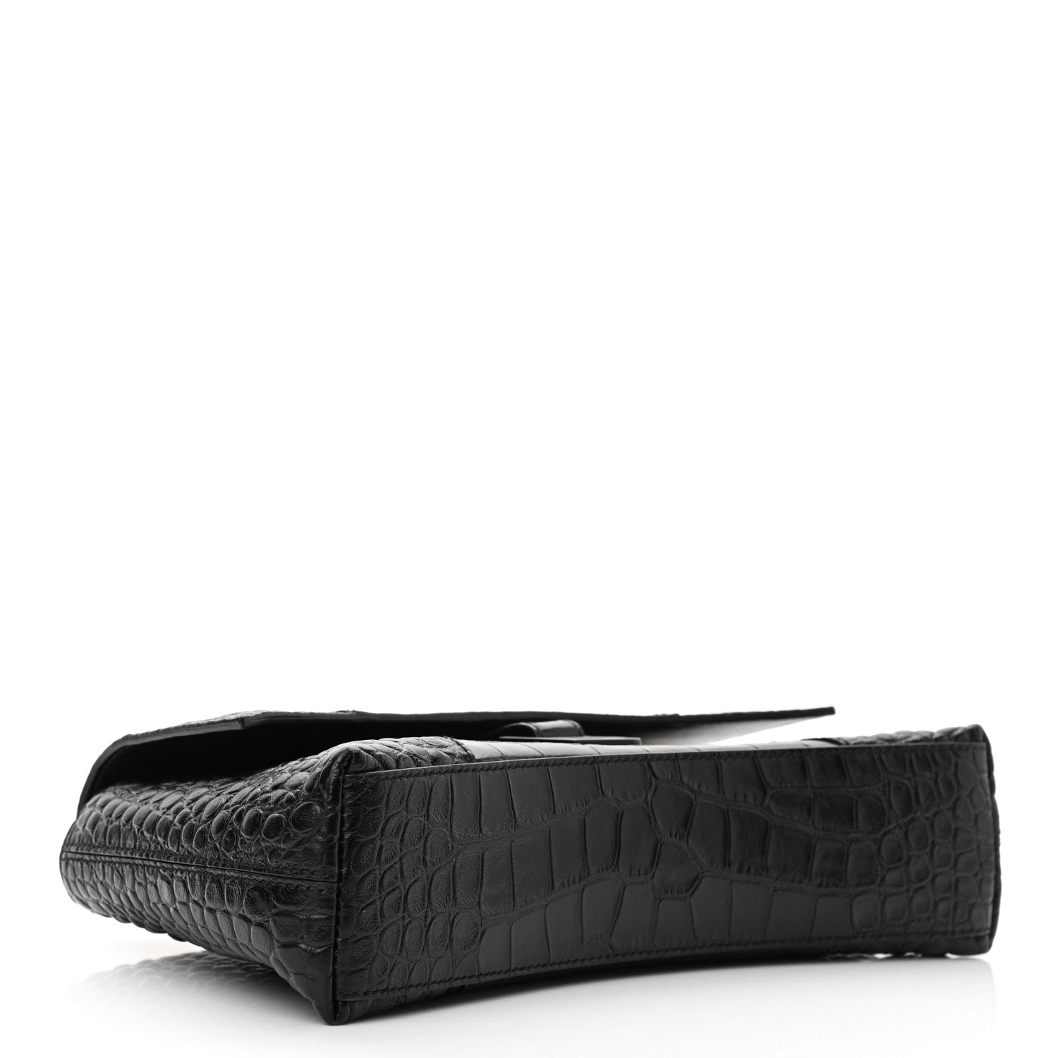 Balenciaga Extra Supple Calfskin Crocodile Embossed Monochrome XS Downtown Shoulder Bag Black 3 of 9