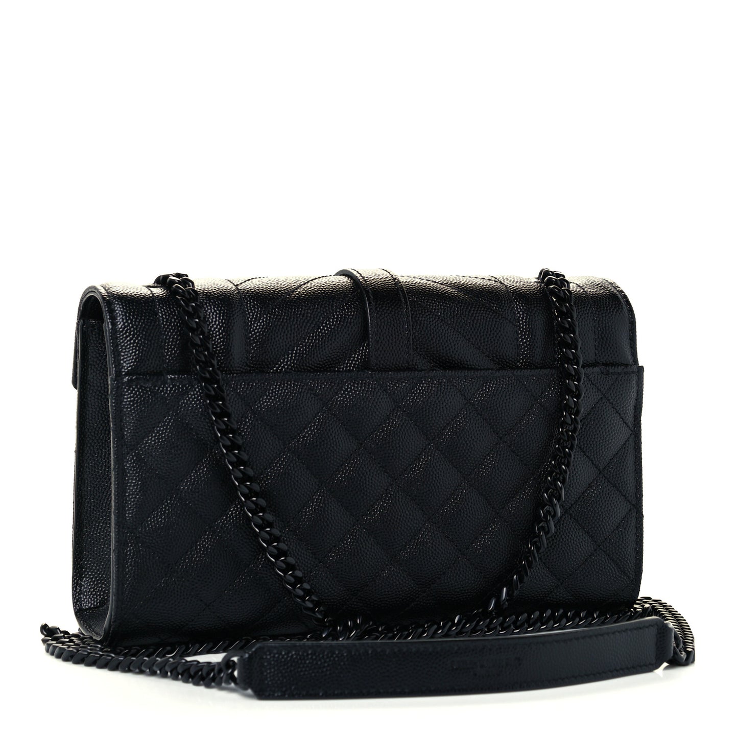 Grain De Poudre Textured Mixed Matelasse Triquilt Small Monogram Satchel Black