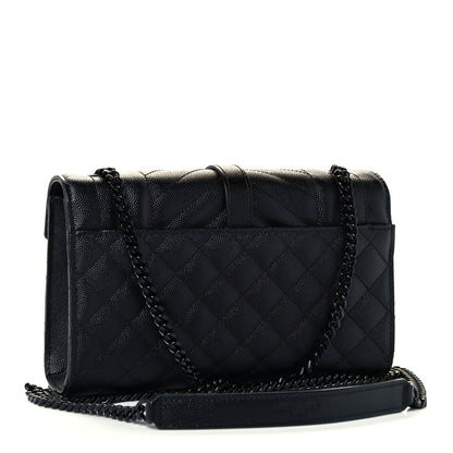 Saint Laurent Grain De Poudre Textured Mixed Matelasse Triquilt Small Monogram Satchel Black 2 of 10