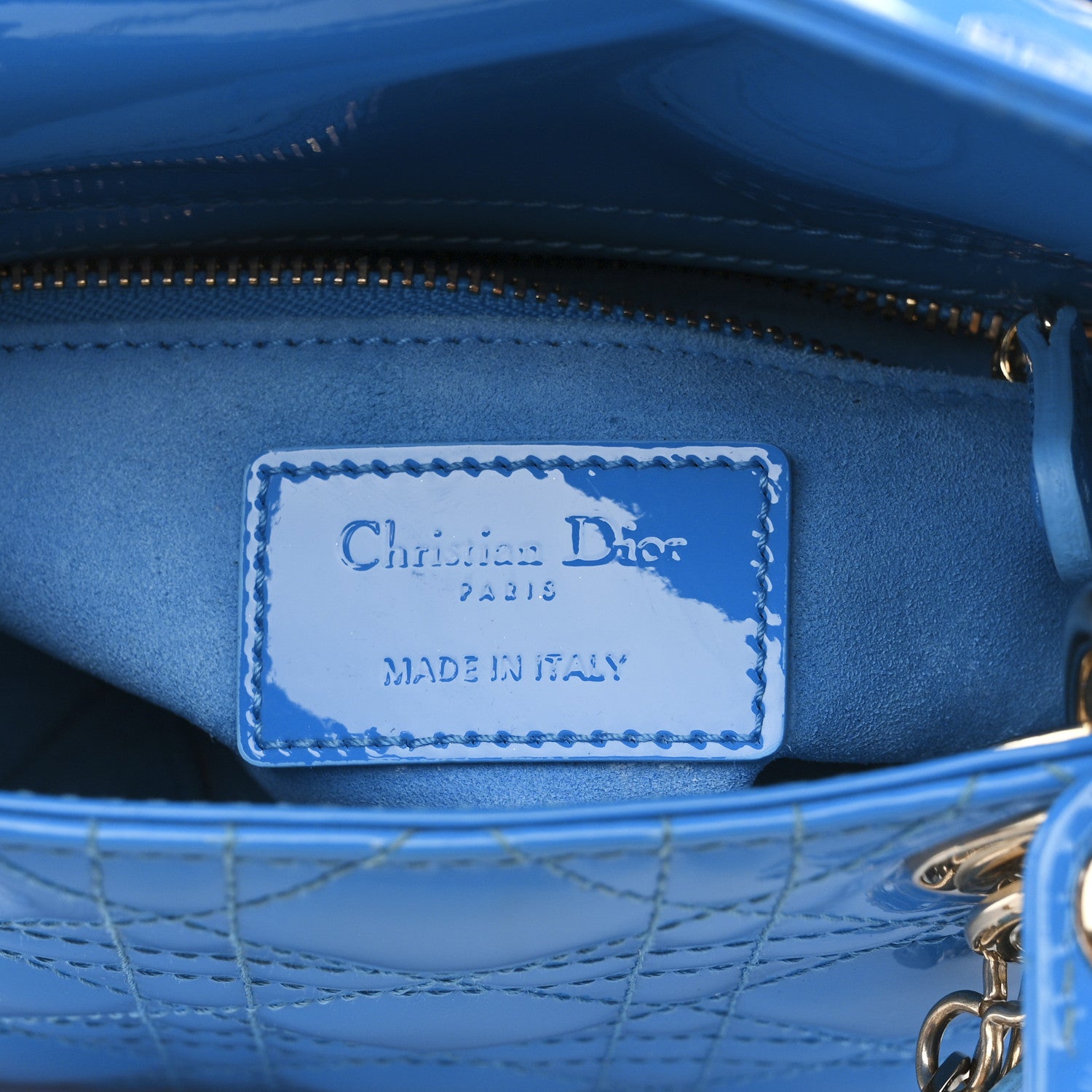 Christian Dior Patent Cannage Mini Lady Dior Blue 7 of 14