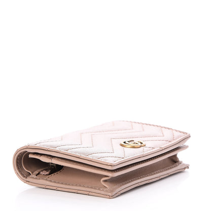 Gucci Calfskin Matelasse GG Marmont Card Case Wallet Porcelain Rose 4 of 8