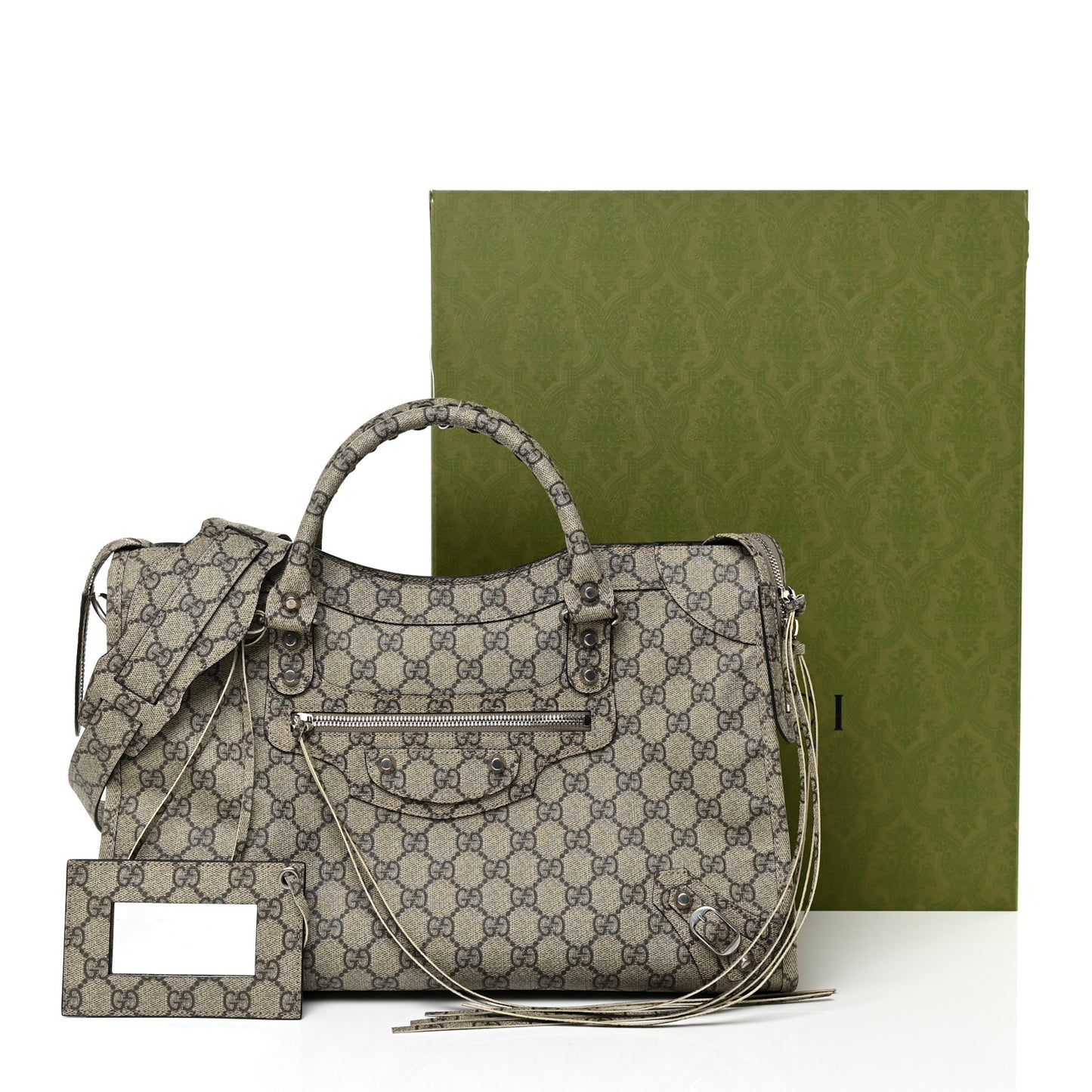 X GUCCI GG Supreme Monogram Neo Classic Silver Hardware City Beige Ebony