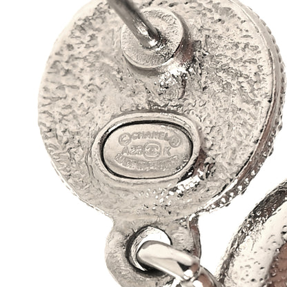 Chanel Crystal Enamel CC Star Drop Earrings Silver Black 4 of 5