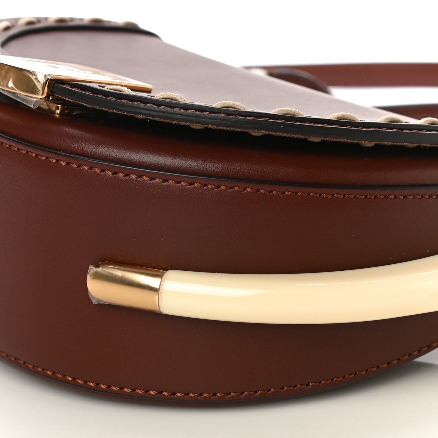 Vitello King Plexiglass Macro Stitchings Moonlight Shoulder Bag Praline