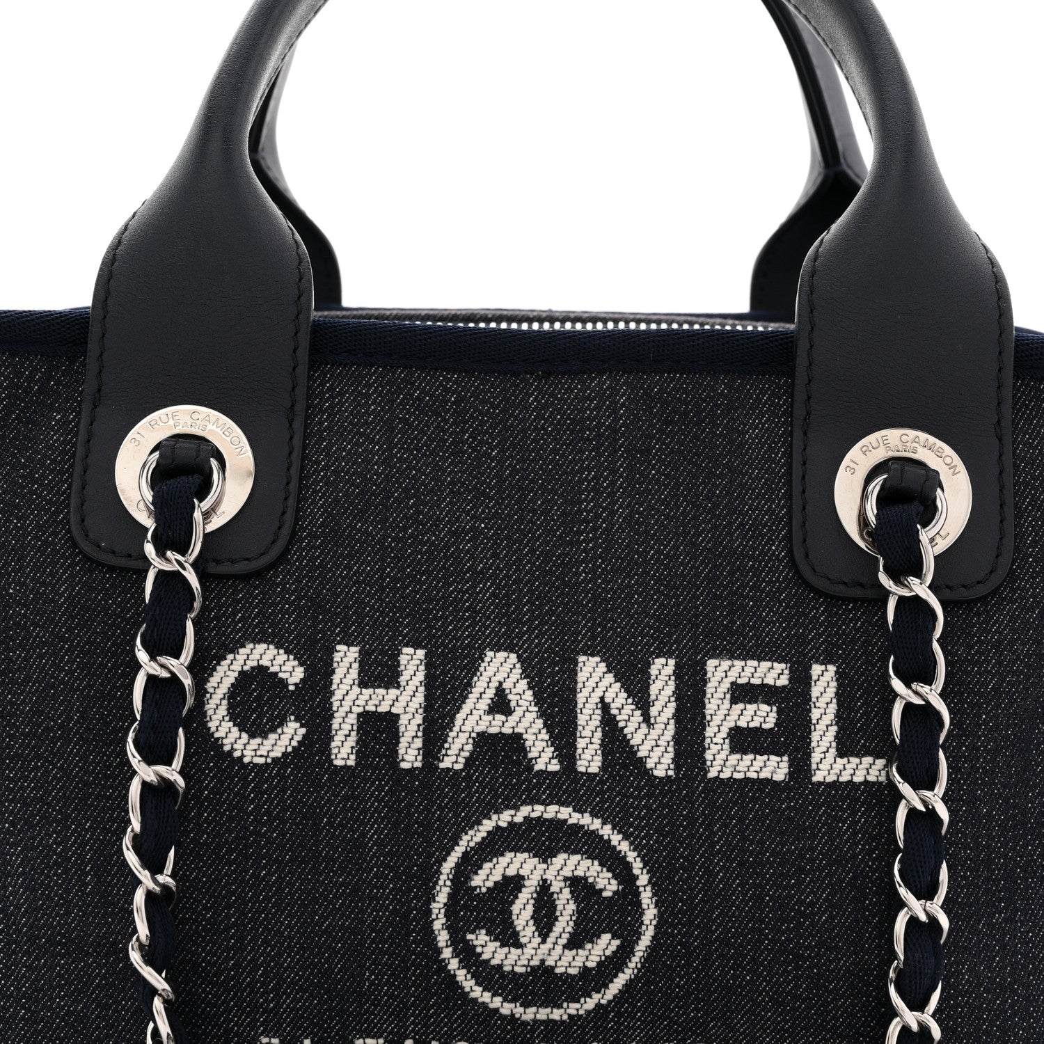 Chanel Denim Deauville Bowling Bag Blue 9 of 12