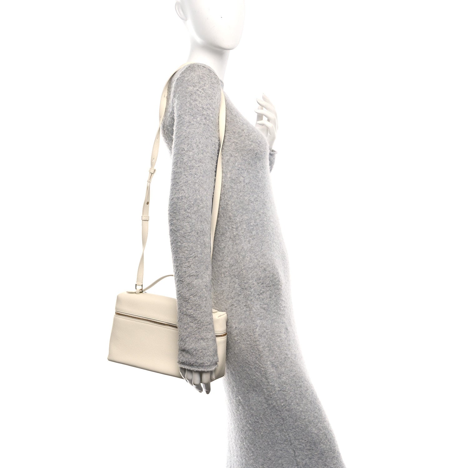 Loro Piana Grained Calfskin L27 Extra Pocket Pouch Whisper White 2 of 9