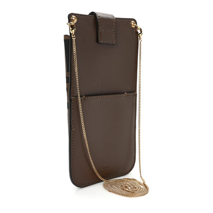 Fendi Vitello Soft F is Fendi Bi-Color FF 1974 Embossed Phone Pouch Maya Black 2 of 8