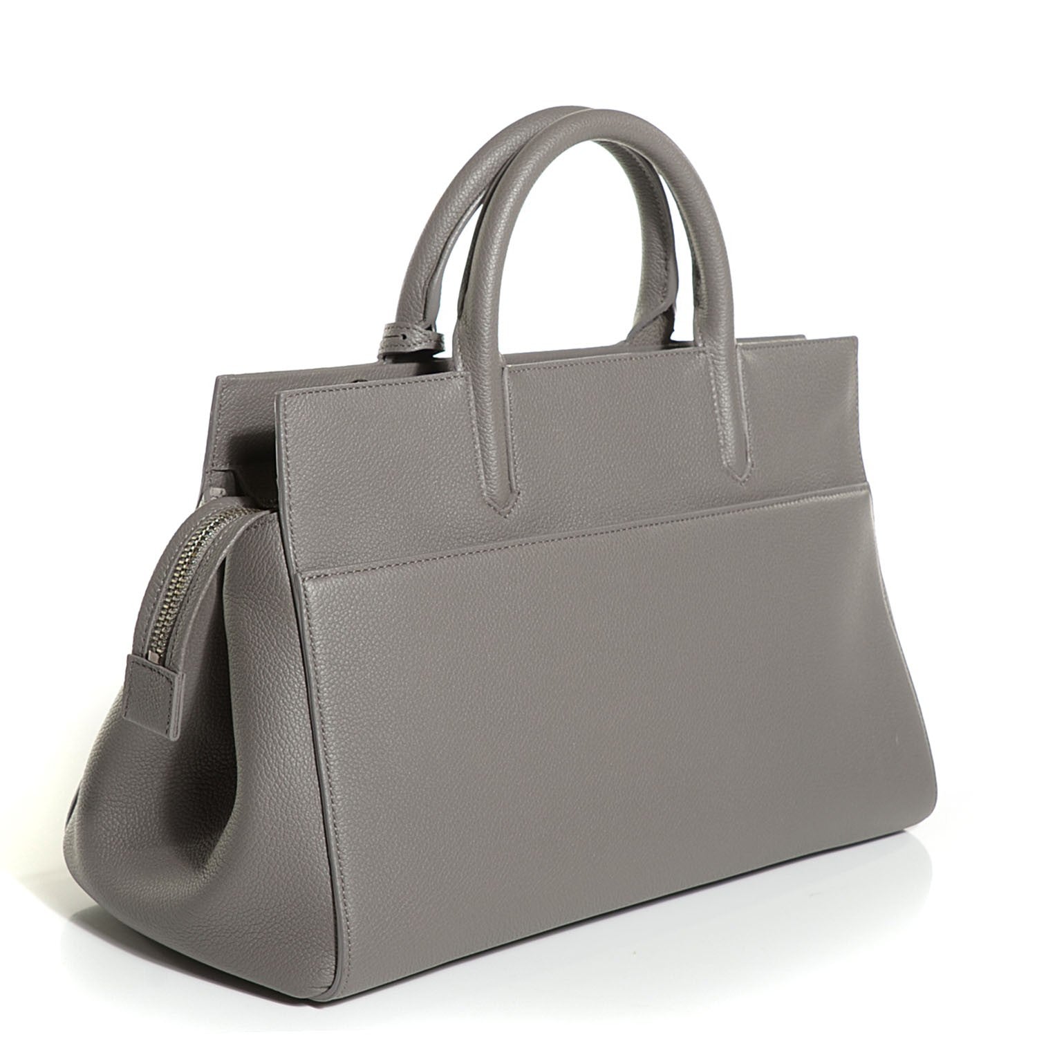 Saint Laurent Grained Calfskin Small Cabas Rive Gauche Bag Fog 3 of 9