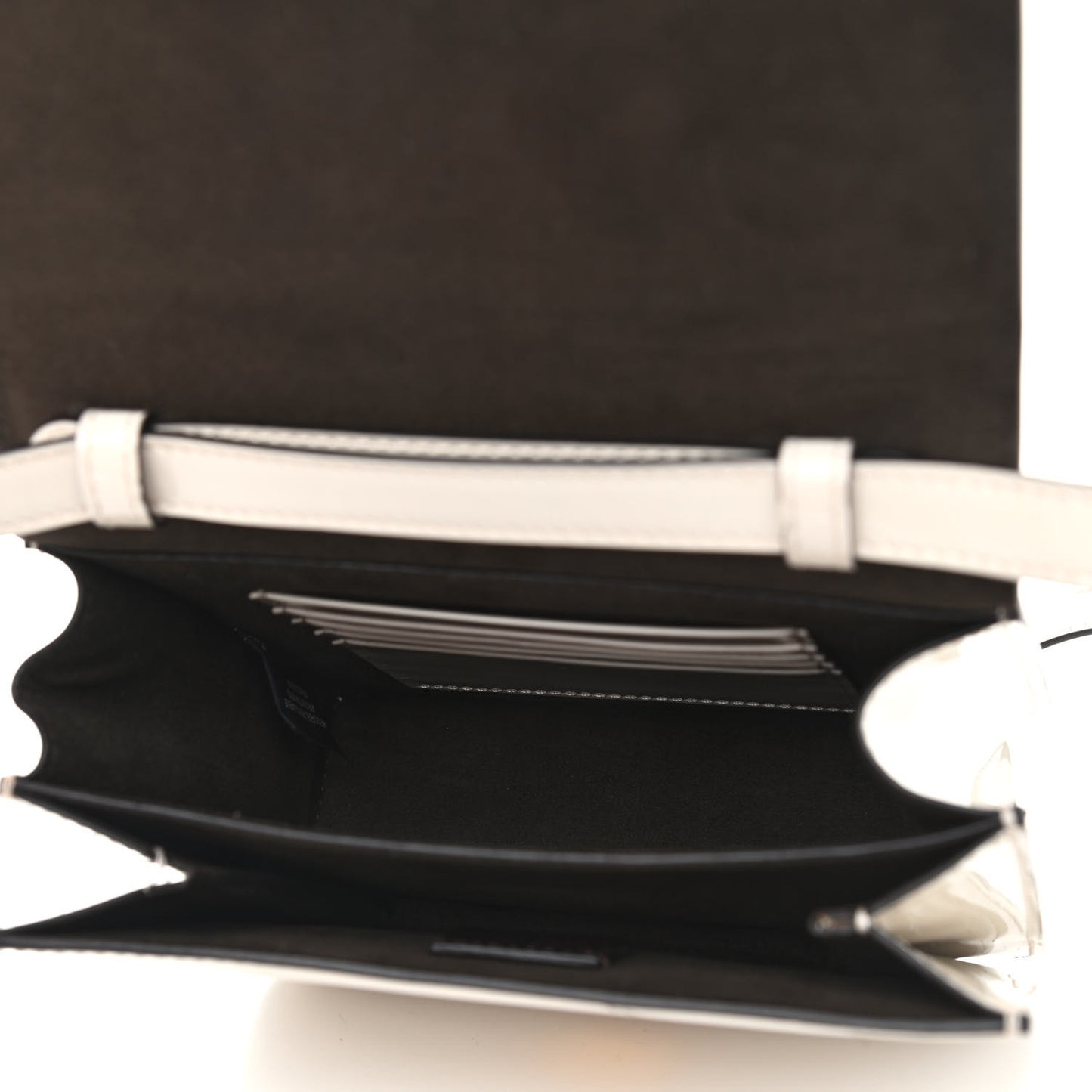 Vitello Vernice Mou Karligraphy Crossbody Bag Latte