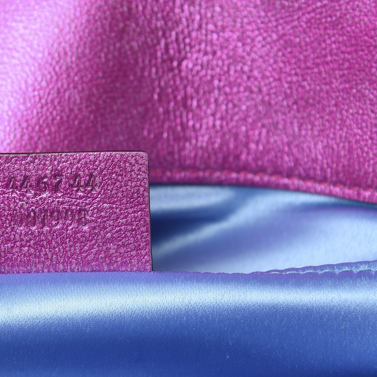 Metallic Calfskin Matelasse Mini GG Marmont Shoulder Bag Fuchsia