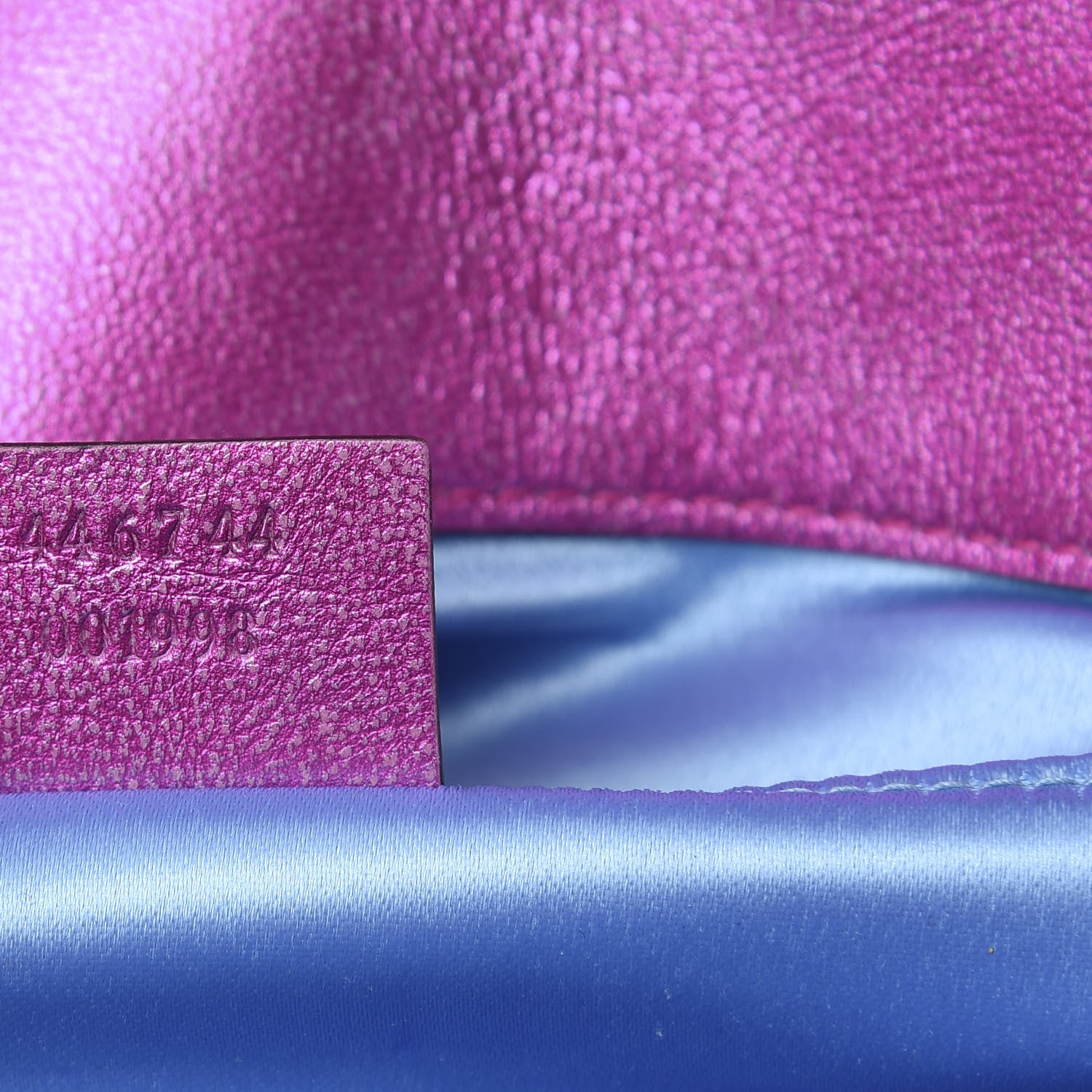 Gucci Metallic Calfskin Matelasse Mini GG Marmont Shoulder Bag Fuchsia 7 of 10
